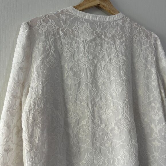 J McLaughlin Silk Blend Floral Damask Embroidered Tunic White Blouse Small NWT - Picture 7 of 7